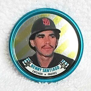 3/$20 Vintage & Mint 1988 Topps MLB Benny Santiago 1 1/2" Metal Coin 35/60!!